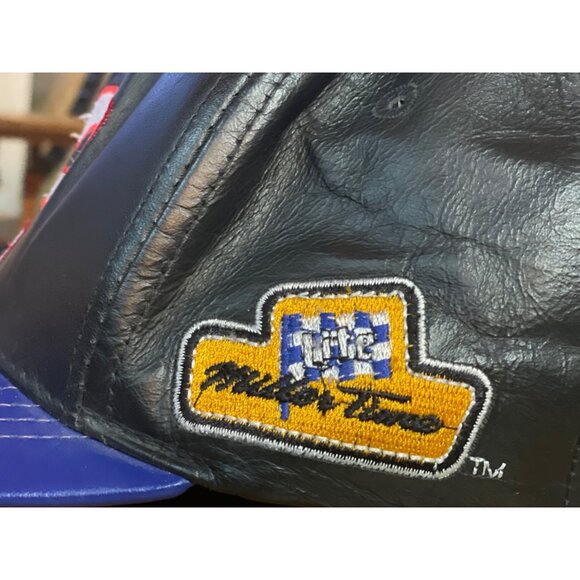 Rusty Wallace 2  Miller Lite Racing Leather Hat Adjustable Mens Cap Black Blue - Picture 5 of 6